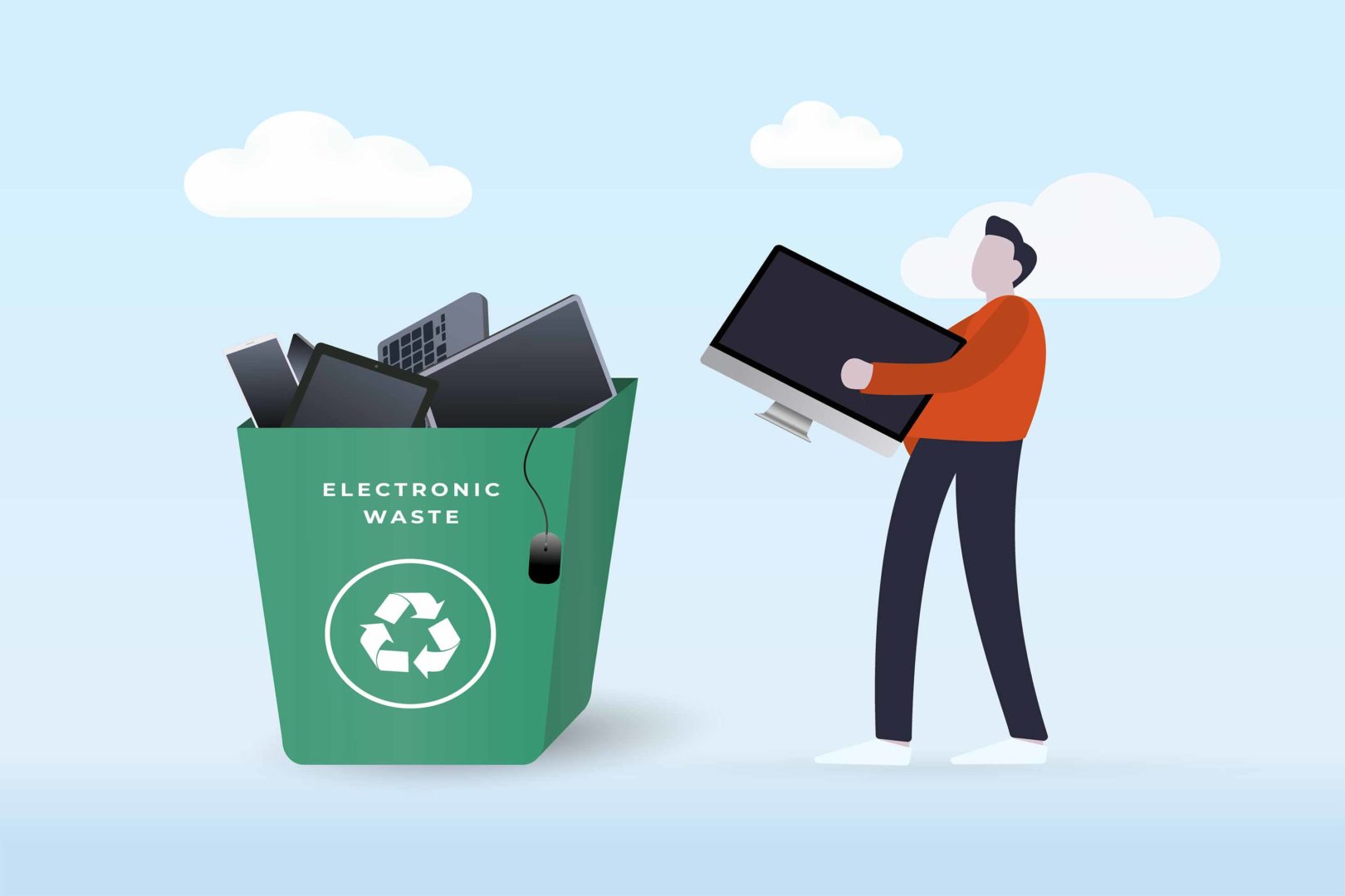 Recyceltonne mit Geräten